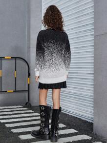 SHEIN Explorewe 渐变字母针织毛衣，宽松柔软舒适秋冬上衣