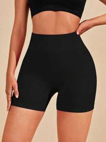 Easithlete Solid Color High Waist Seamless Sports Shorts