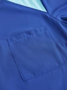 TaskEZ Plus Size Women's Contrast Color V-Neck Short Sleeve Top With Pockets And Pants Uniform, Plus Size Uniforms & Scrubs - Navy Blue - View 8