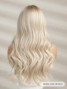 Blonde Medium Part Bangs Wigs Long Curly 26-Inch Daily Simulation Scalp Natural Woman Wigs For An Eid Gift,Cosplay, Party Wedding Hair Wigs And Daily Wear Coachella Music Festival