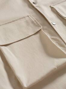 Manfinity Roghcode Men's Solid Color Minimalist Long Sleeve Casual Shirt - Apricot - View 4