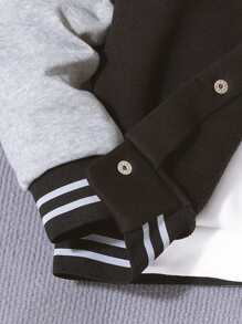 SHEIN 2-Pack Boys' College Casual Contrast Color Letter Chapter Baseball Jacket With Sweatpants Suitable For Casual School Outings, Easy To Match Clothes, Suitable For Autumn And Winter, Back To School - Light Grey - View 4