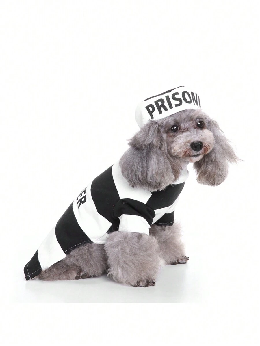 PETSIN Halloween Pet Costume Prisoner Jumpsuit Outfits For Cat & Dog
