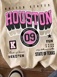 Attitoon "CUTE Casual Simple Letter & '09' Number Graphic Loose Round Neck Short Sleeve Women's T-Shirt, Suitable For Summer"