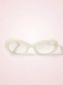 SHEIN MOD 1 件女士可爱全框时尚眼镜，适合度假 - 白色 - 查看 3