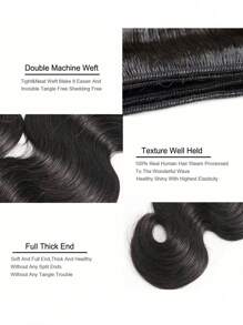 3pcs Body Wave Human Hair Bundles Virgin Hair Extension Double Weft 3 Bundles Weave Hair Extension Daily Use Natural Black Color