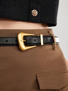 MOTF PREMIUM 1PC WOMEN'S METALLIC/METAL LOOK BLACK FASHION BELT, SUITABLE FOR WORK AND PARTY - Black - View 8