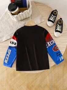 Áo thun dài tay cổ tròn in họa tiết thời trang đường phố sành điệu dành cho bé trai, thích hợp cho mùa thu/đông. - Nhiều màu - Xem 2