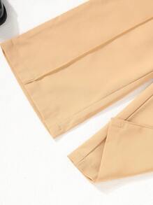 2pcs/Set Young Girl Summer Plain Single-Breasted Vest And Wide-Leg Casual Pants Set - Apricot - View 6