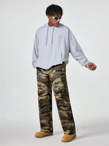 Manfinity VCAY Pantalones rectos sueltos tejidos de camuflaje digital para hombres