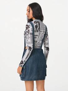 SHEIN EZwear 女士休闲 Y2K 街头风牛仔背带连衣裙