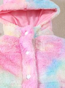 Abrigo informal acolchado con capucha y orejas 3D de felpa gruesa para bebé niña en invierno - Negro - Ver 3