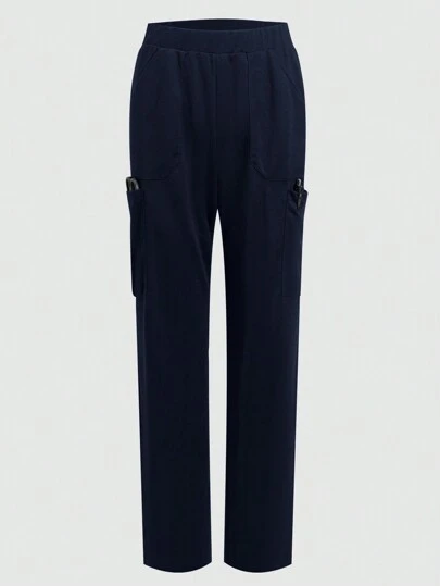 TaskEZ Pantalón uniforme liso de un solo color con bolsillo