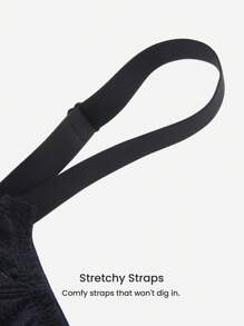 LUVLETTE Plus Black Sexy Lingerie Lounge Curve Full Coverage Unlined Lace Elegance Sheer Breezy Comfort Bralette Minimizer Bra - Black - View 8