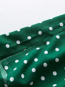 EMERY ROSE Plus Size Polka Dot Print Belted Straight Leg Casual Pants - Green - View 5