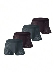 4pcs Men's Breathable Mesh Ice Silk Underwear - Multicolor - View 1