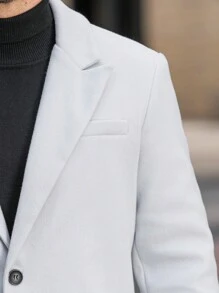 Manfinity Mode Áo khoác dệt kim dài tay màu trơn có nút phía trước - Xám - Xem 4