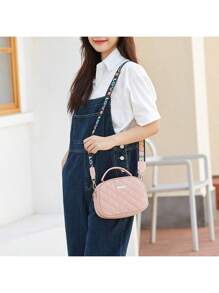 1pc Selected Fashion Girls' Versatile Women's Bag, Colorful Shoulder Strap Letters, Diamond Embroidered Camera Bag, Mom's Versatile Shoulder Bag, Simple Double Zipper Large Grid Diagonal Shoulder Bag, Large Capacity Beauty Lipstick Coin Bag, Casual Fashion Phone Bag, Cute Women's Handbag, Small Square Bag, PU Large Capacity Pira Chain Bag, Daily Life Party Birthday Gift, Multiple Color Dressing Options - View 11