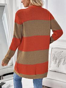 Chiquease 纯色拼布长袖简约针织开衫，休闲日常穿着 - 彩色 - 查看 2