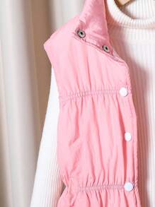 SHEIN Tween Girls 2024 Fall/Winter New Year Casual Cute Pink Puffy Padded Warm Vest - Baby Pink - View 6
