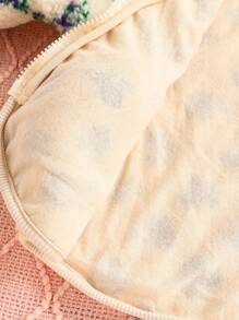 SHEIN Young Girl Plus Fleece Thick Textured Hooded Jacket With Cute Ear Design - Beige - View 7