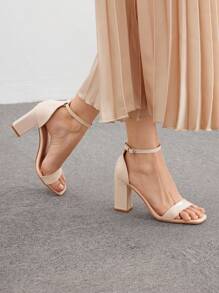 CUCCOO BIZCHIC 女士鞋方头粗跟踝带户外时尚米色高跟凉鞋春夏季度假鞋夏季促销优雅基础款商务休闲商务别致圣诞秋季新年假期 - 杏色 - 查看 4