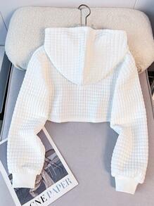 SHEIN 少女宽松简约纯色舒适休闲落肩宽松卫衣，适合返校季和秋冬季穿着 - 白色 - 查看 2