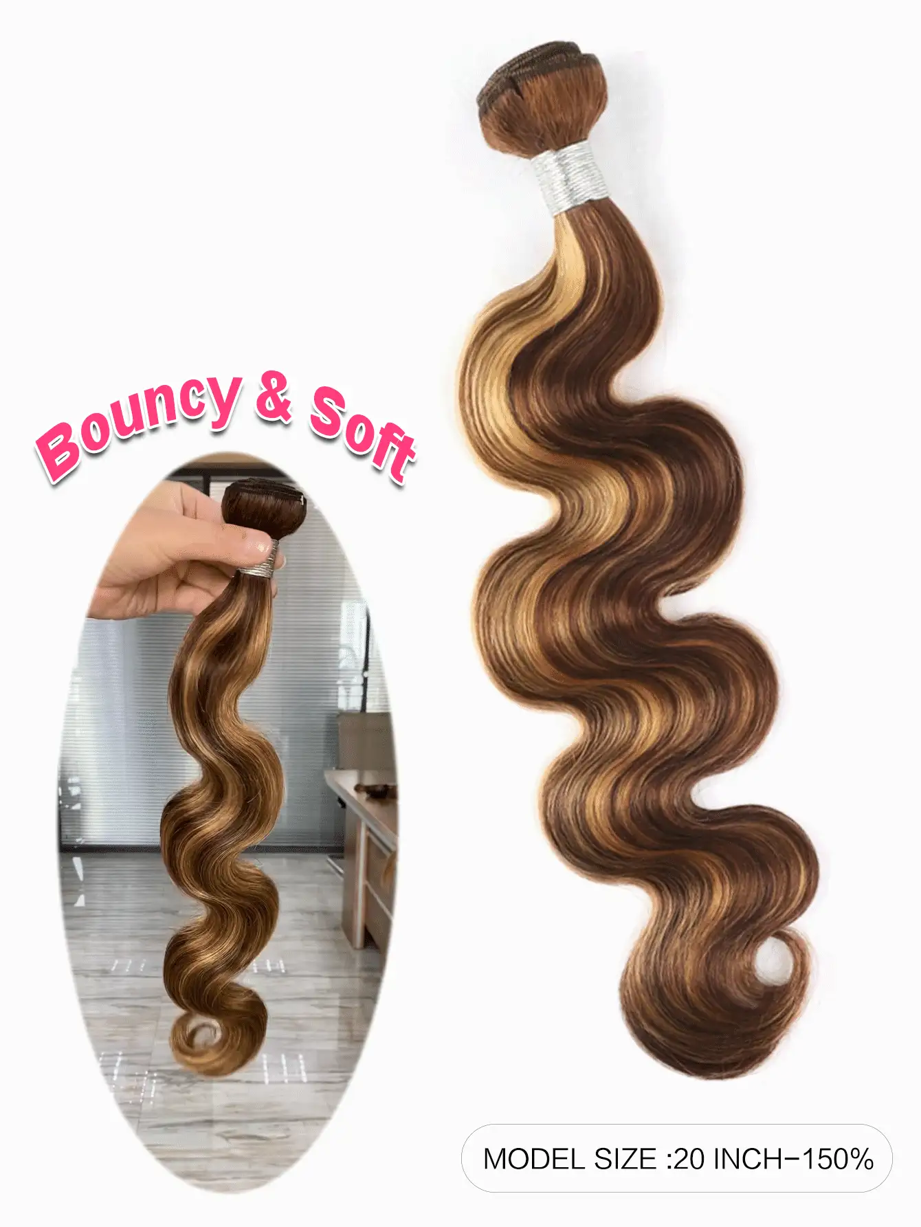 Piano Color P4/27# Body Wave Virgin Human Hair Weave Bundles Honey Blonde Highlight Brown Colored Mixed Wavy Hair Weft for Women - S4/27 - View 2