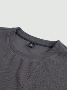 Manfinity Homme Camiseta casual de cuello redondo de manga corta con estampado de letras para hombre