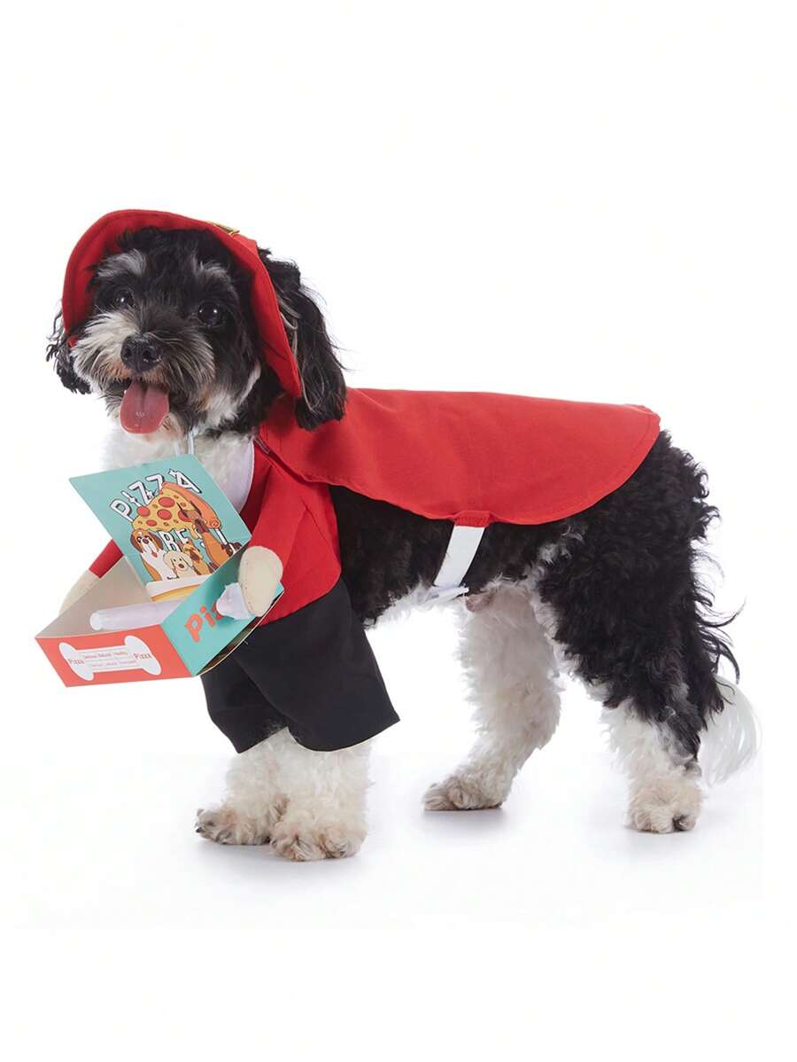 PETSIN 万圣节披萨送货员角色扮演可爱站立宠物服装 - 紅色 - 查看 1