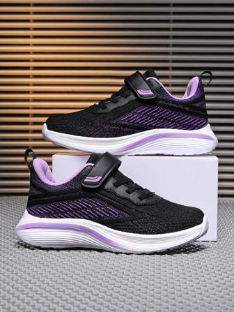 Kids Girls' Spring/Autumn Low-Top Sneakers, Lightweight Breathable Soft Comfortable Casual Running Shoes, Refreshing Color Scheme Suitable For Daily Wear, Adjustable Easy On/Off, Back To School Student Shoes