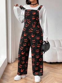 Flirla Cộng với kích thước áo liền quần thời trang in hình Halloween thông thường - Nhiều màu - Xem 7