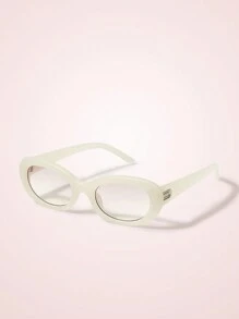 SHEIN MOD 1 件女士可爱全框时尚眼镜，适合度假 - 白色 - 查看 1