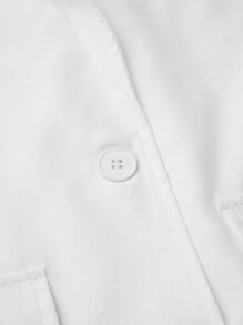 INAWLY 女士纯色翻领单排扣实用口袋休闲常规夹克，女士春秋季常规版型白色女士外套，休闲日常穿着 - 白色 - 查看 5