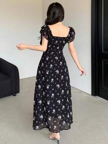 DAZY 女式夏季碎花短袖连衣裙、挤奶女工裙、太阳裙