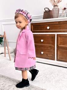 SHEIN 3 件套女童秋冬优雅可爱格子套装带连帽衫，适合休闲、度假、日常穿着 - 彩色 - 查看 5