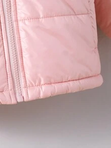 小个子女孩粉色拼布撞色棉袄，时尚金属面料，冬季保暖 - 彩色 - 查看 5