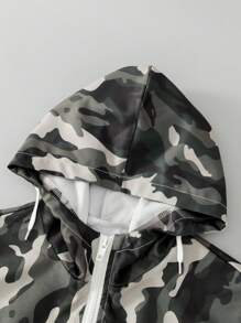 SHEIN 男童迷彩户外长袖连帽夹克 - 彩色 - 查看 6