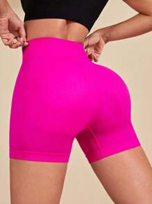 Easithlete Solid Color High Waist Seamless Sports Shorts
