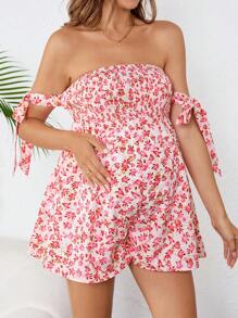 SHEIN Maternity City Vacation 露肩连体衣 - 玫紅色 - 查看 6