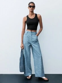 Maija Women's Front Button Pocket Simple Casual Long Pants - Grey - View 4