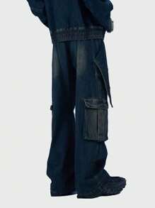 ROMWE MEN 男式休闲洗水实用工装牛仔裤，学校风