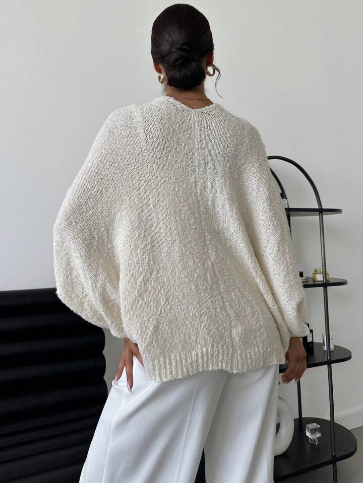 【COSYHARU】Minimal V-neck semi-overfit knit Knit Your Love V-Neck Sweater in Tan - Retro, Indie and