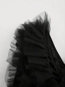 Aveloria Rosie 优雅百搭 V 领雪纺层叠荷叶边吊带背心 - 黑色 - 查看 3