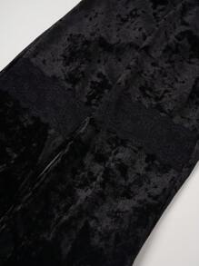 Leggings évasés en velours noir pour adolescentes - Noir - Voir 5