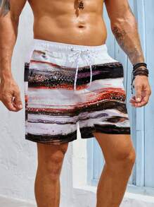 Manfinity Swimmode Bañador para hombres con estampado minimalista y cordón