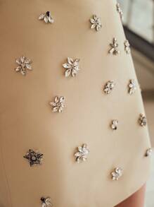 MOTF PREMIUM Falda recta con detalles de strass - Albaricoque - Ver 3