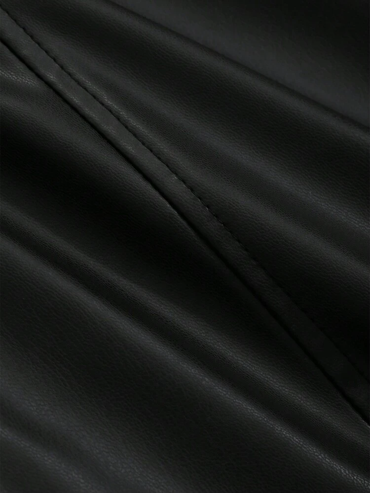 Women's Elegant Solid Color PU Skirt, Fashionable Street Style,Pencil Skirt,Fall Clothes Leather Skirt Winter Women Skirts