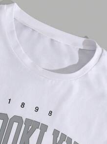 EURMUSE Män Brevtryckt Vanlig T-shirt & Kort tvådelad - Grå - Visa 8