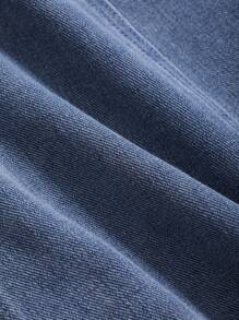 DAZY 女士长款拉链前开襟休闲牛仔A字裙 - 中等水洗藍 - 查看 8